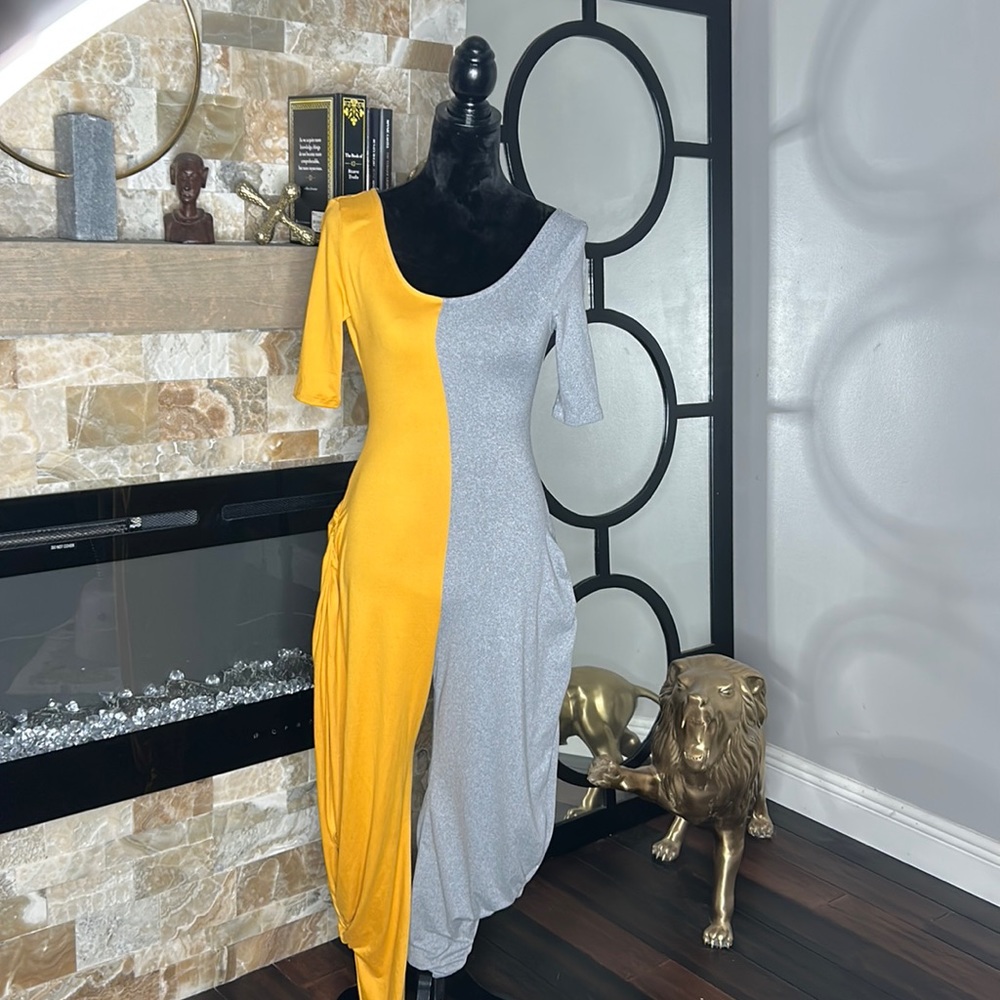 Jumpsuit Grey and Mustard Sz Small